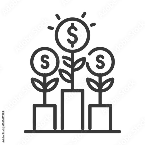 Growing Money Flowers Symbolizing Financial Growth And Investment Returns