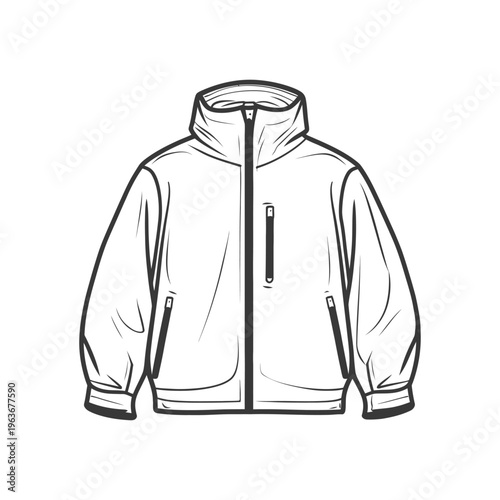 A front view illustration of a lined zippered winter jacket