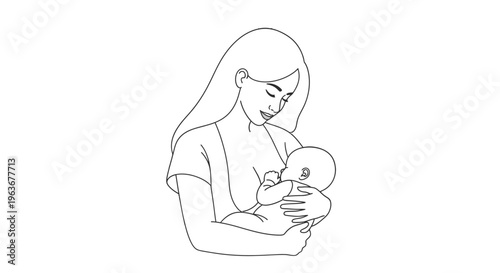 A mother tenderly holding her baby.