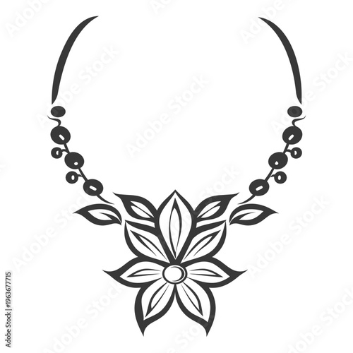 A decorative image of floral necklace design on white background