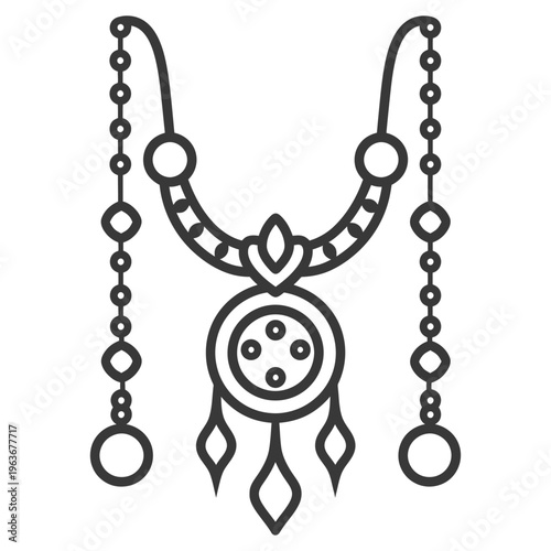 A detailed illustration of an elegant decorative necklace design