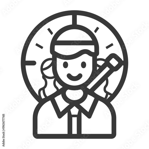 A person in an illustration with a seatbelt and a timepiece