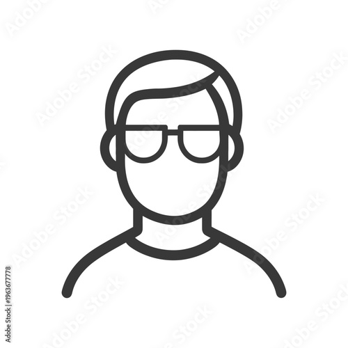 A simplistic illustration showing a person with glasses in profile