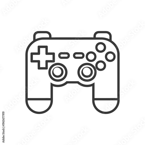 A simple outlined illustration of a video game controller device