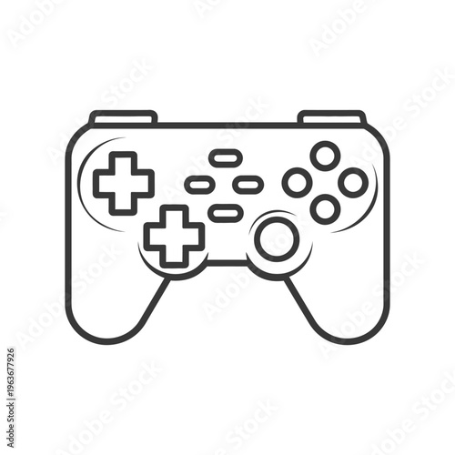 A black and white illustration of a game controller