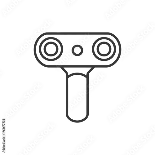 Simple graphic illustration of a camera with a handle design