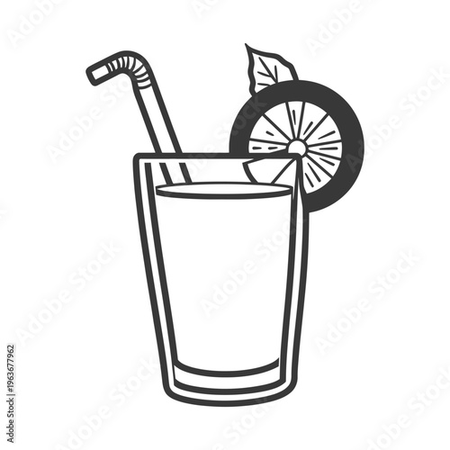 A refreshing beverage featuring a straw and citrus fruit garnish