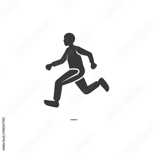 The simple grayscale silhouette of a person during a run