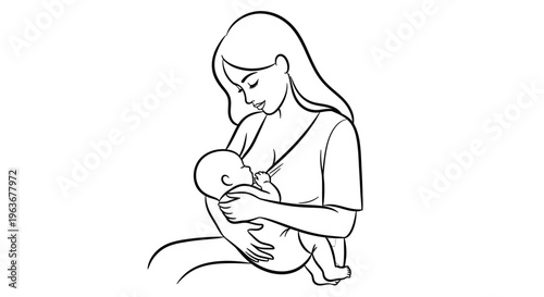 Mother nursing a newborn baby.