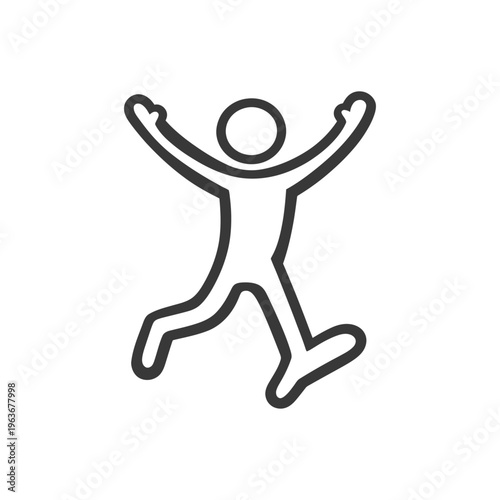 Simple illustration depicting a joyful stick figure jumping in the air