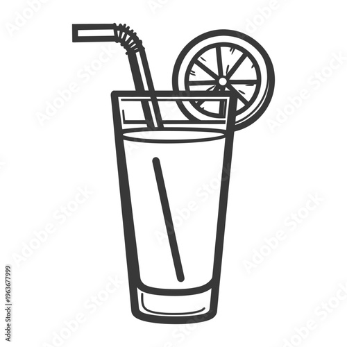 A refreshing beverage with a straw and a citrus fruit slice