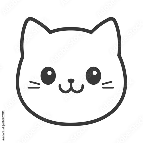 A simplistic drawing of a smiling happy domestic cat face
