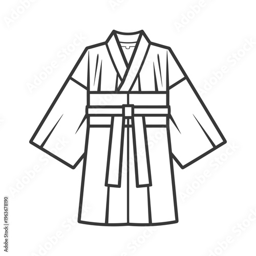A simplistic black and white illustration of a traditional garment