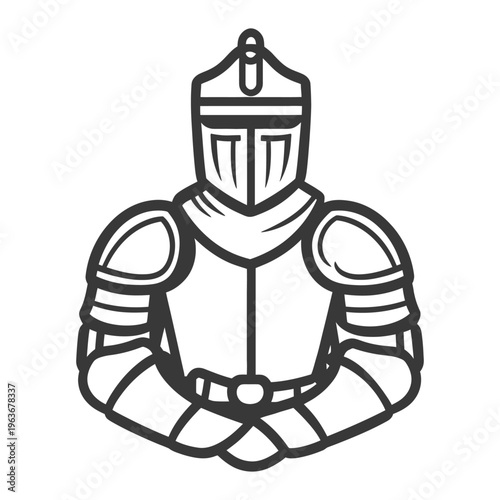 The image depicts a knight wearing armor and a helmet