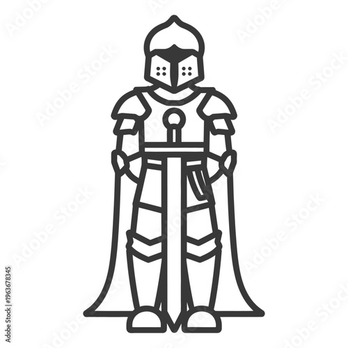 An illustration of a medieval knight in full shining armor