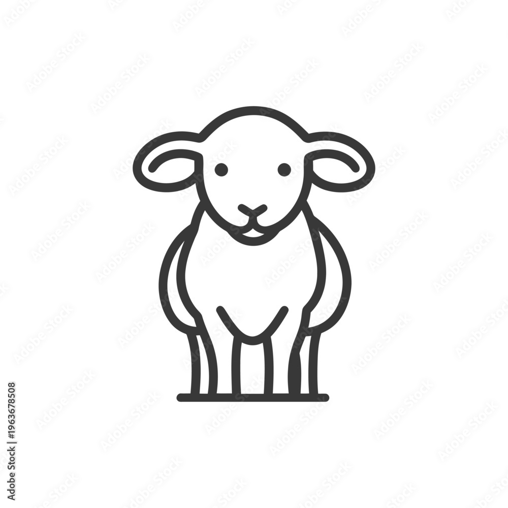 Naklejka premium A Simple Black and White Line Drawing of a Sheep