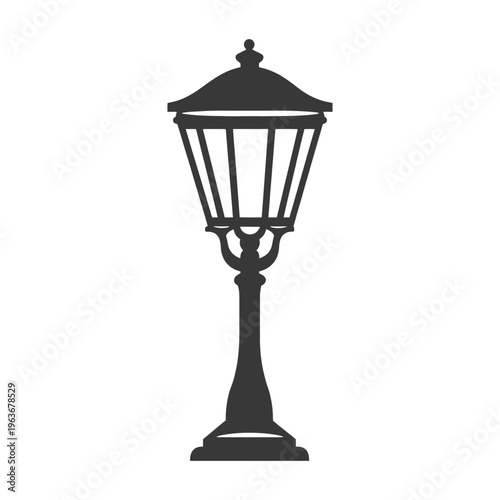 A detailed illustration depicts a traditional decorative street lamp fixture