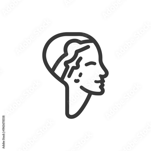An outline of a person with some facial imperfections on view