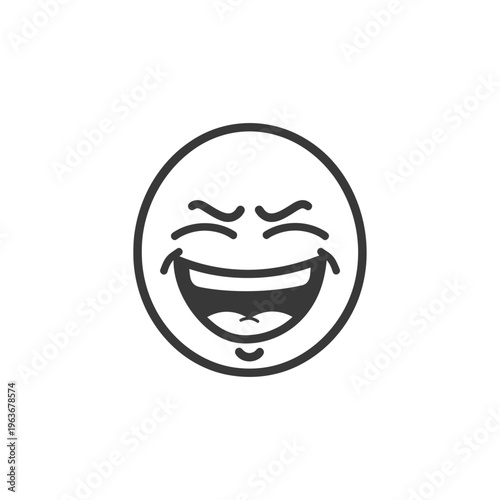 A simple smiling round face demonstrating happiness through open mouth