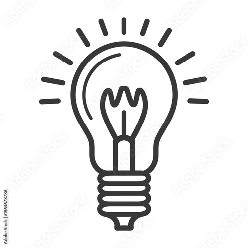 A glowing lightbulb with rays representing a bright idea
