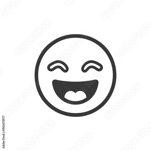 A happy circular face expressing positive emotion with open mouth