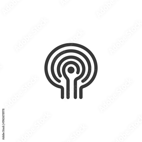 Circular Concentric Lines and Small Dot Shape Graphic Design
