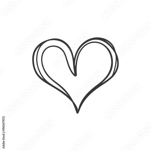 A hand drawn sketch of a simple heart shape design