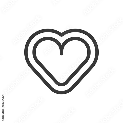 Simple outline illustration representing a double heart shape on white background