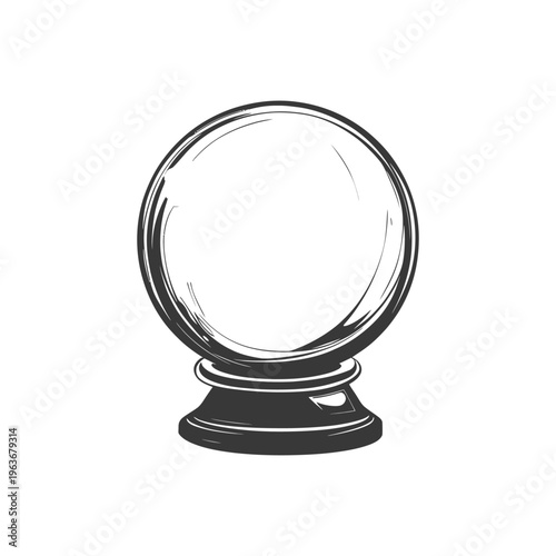 A graphic representation of a crystal ball on a stand