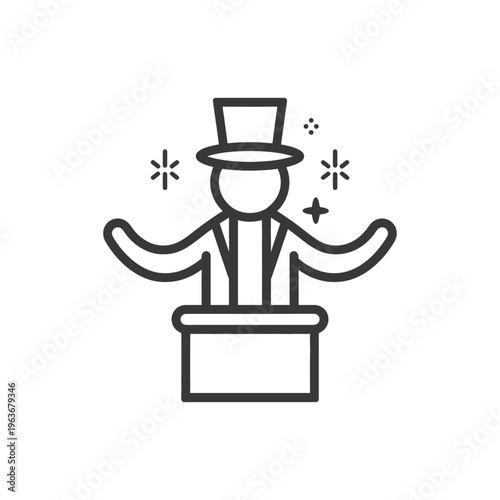 An illustrated magician character is performing a magic trick
