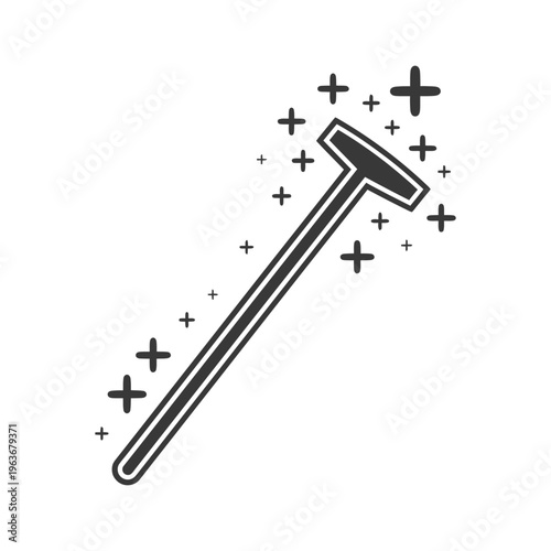 A stylized and magical wand with sparkling decorative embellishments