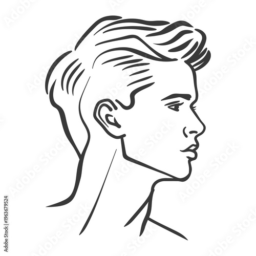 Side profile outline of a young man looking forward