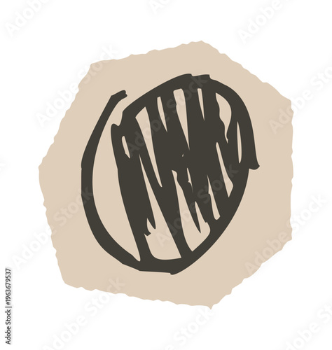 Abstract scribble emblem rough circular mark
