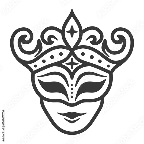 An ornate black and white decorative masquerade mask design