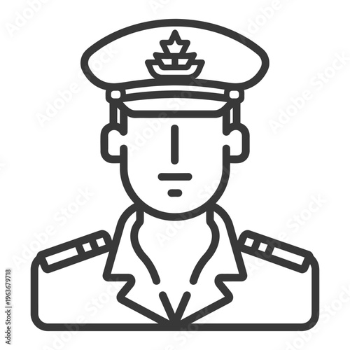 A stylized illustration depicting a person wearing a military uniform hat