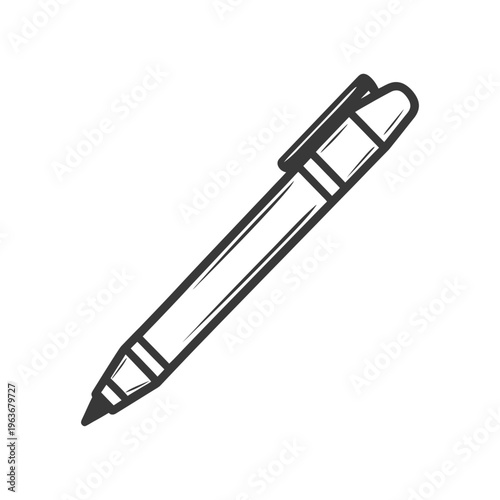 A single black and white ballpoint pen is angled across the frame