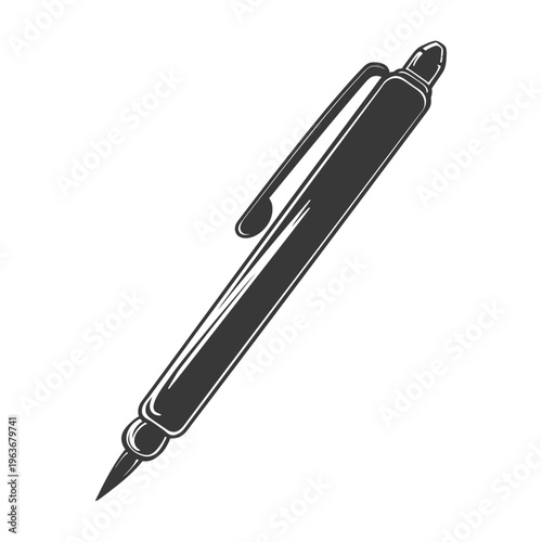 A single black pen with a pointed writing tip