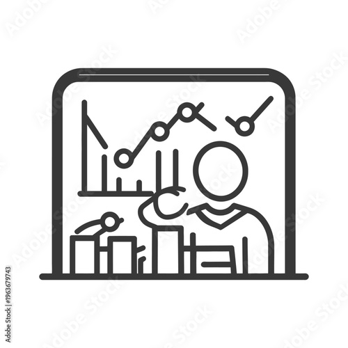 A person is analyzing data displayed on a screen or monitor