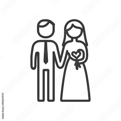 Two people holding hands wearing formal clothing at their wedding