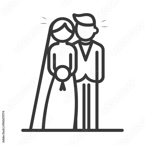 A Line Drawing Depicting a Newly Married Couple Together