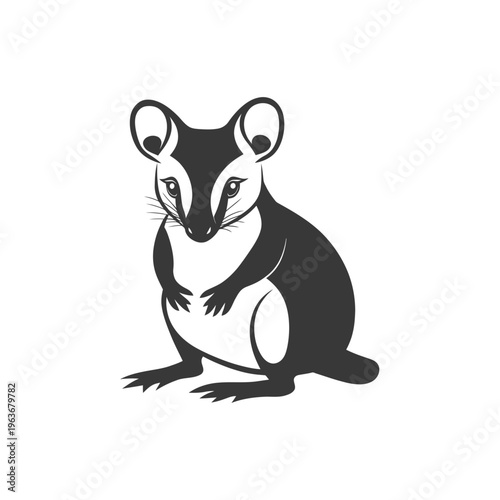 A stylized illustration depicting a small rodent in a sitting pose