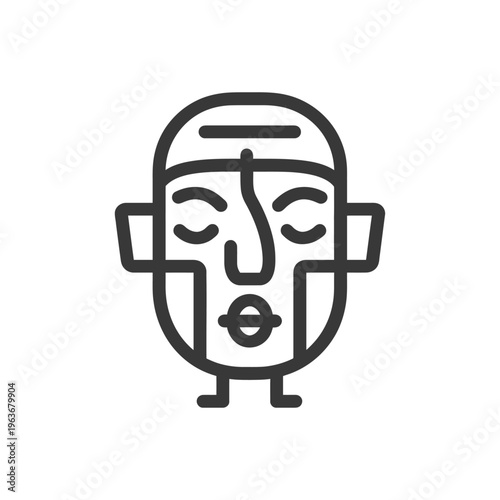 Simple stylized face with closed eyes and neutral expression
