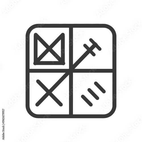 Simple geometric graphic depicting a divided square with lines