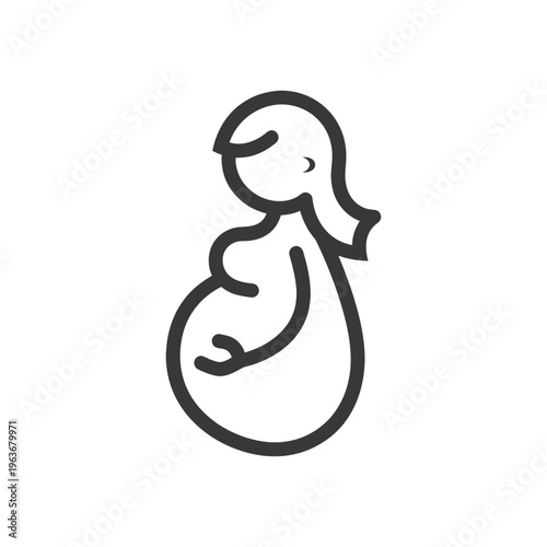 A simple outlined illustration of a pregnant woman gracefully standing