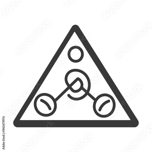 A geometric triangle contains connected circular design elements