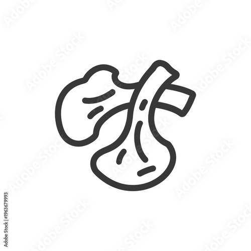 A simple black outline graphic depicting an abstract organic shape