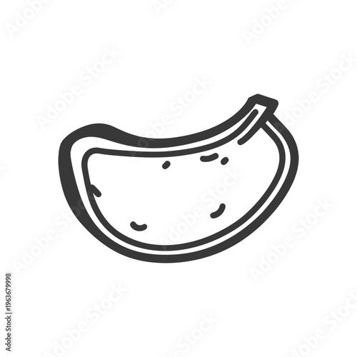 A black and white drawing of a single potato chip