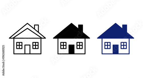 Minimalist House Icon Set: Vector Home Symbols for Real Estate, Property Search, and Residential Website UI Design