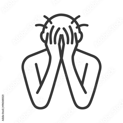 A simple black and white illustration of a person experiencing distress