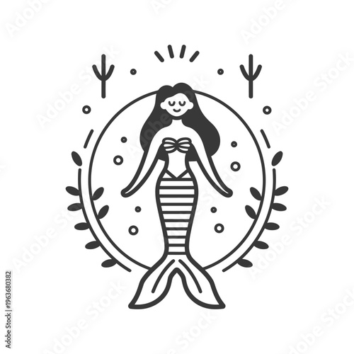 A stylized illustration of a charming mermaid smiling cheerfully